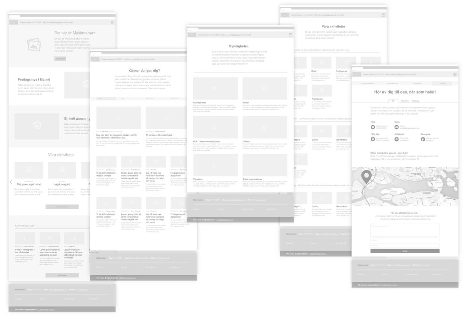 Maskrosbarn - webbplats - användargränssnitt