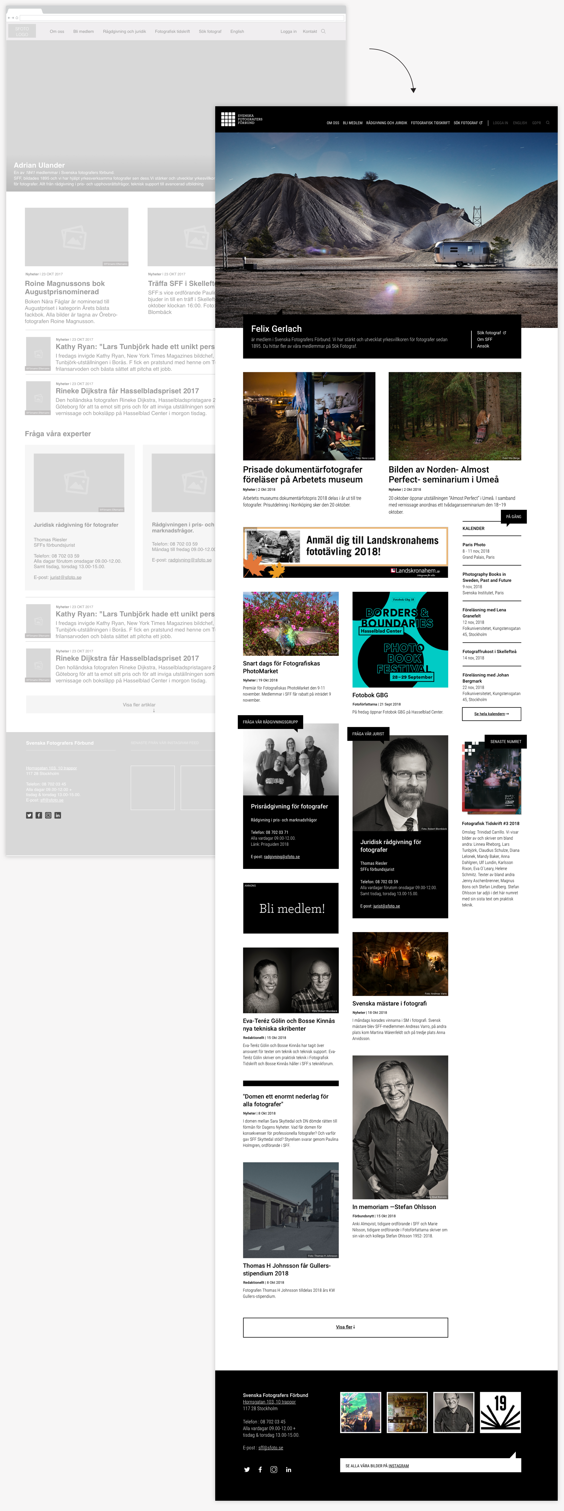 SFF - svenska fotografers förbund webbplats